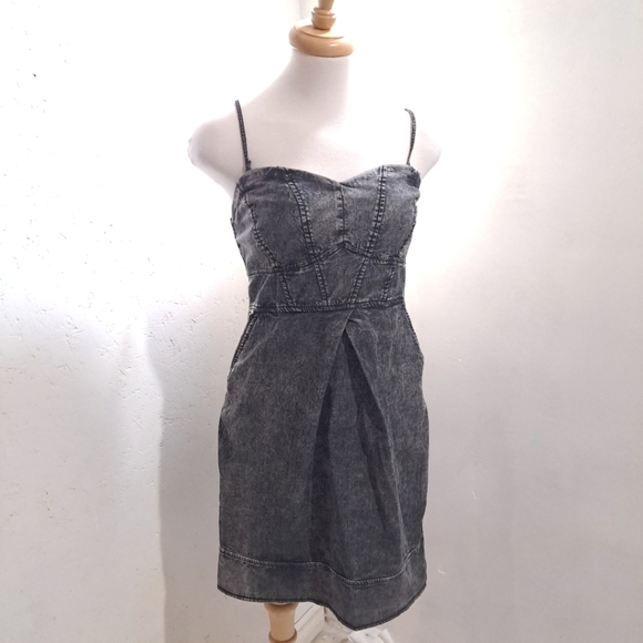 Dynamite | Grey acid wash spaghetti strap women's mini dress - Picture 1 of 8